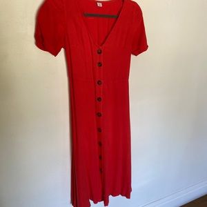 Coral Old Navy Dress with Faux Buttons